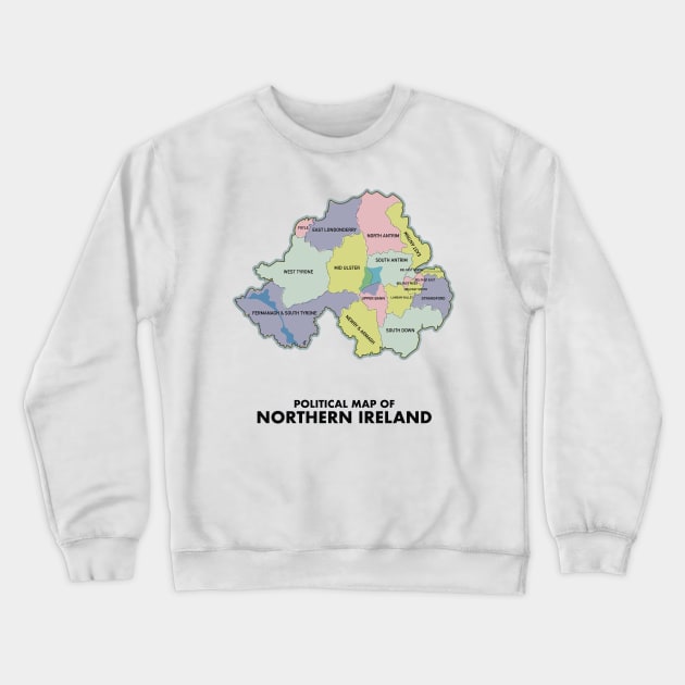 Political map of Northern Ireland Crewneck Sweatshirt by nickemporium1